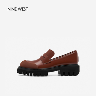 女小皮鞋 Nine 厚底深口平底牛皮革圆头单鞋 玖熙春夏新款 通勤 West
