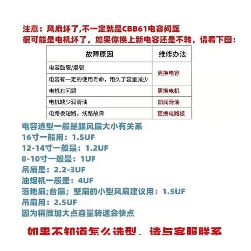 热销吊扇电容器通用吊扇大功率电容器220v风扇启动器2.5uf大容量