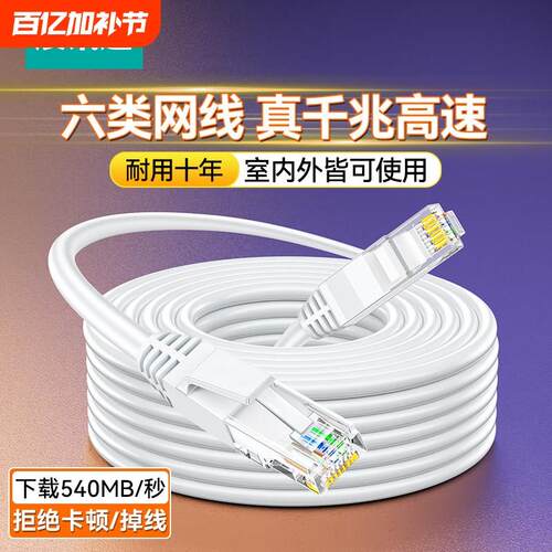 热销展电竞六类千兆网线路由器连接线通用宽带家用成品线八芯游戏