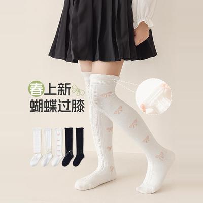 过膝袜女童夏季薄款洛丽塔中筒袜韩版纯棉长筒袜春季新款儿童袜子