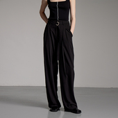 NON RESTRAIN黑色西装 高腰显瘦垂感阔腿裤 裤 女春夏高级感休闲裤