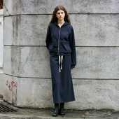 卫衣外套女松紧腰直筒半身裙套装 NON RESTRAIN松弛感休闲带帽开衫