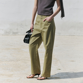 NON 女无腰头宽松直筒垂感阔腿裤 RESTRAIN解构弯刀裤 仿牛仔休闲裤