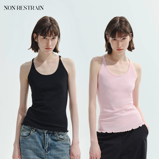 吊带上衣 显瘦内搭无袖 NON RESTRAIN辣妹U领木耳边工字背心女修身