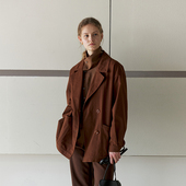 夹克女秋休闲宽松落肩袖 NON RESTRAIN高级感双排扣平驳领西装 外套