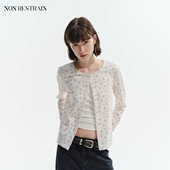 RESTRAIN精致碎花短款 长袖 T恤女温柔氛围感修身 NON 针织开衫 上衣