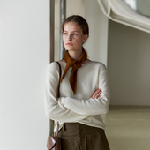 NON 显瘦毛衣 打底衫 RESTRAIN简约一字领羊毛混纺针织衫 女气质长袖