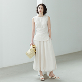 RESTRAIN法式 修身 收腰无袖 NON 背心上衣女气质显瘦花苞半身裙套装