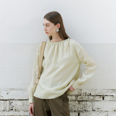 NON 宽松气质衬衣 女慵懒法式 RESTRAIN微透设计感领口抽褶长袖 衬衫