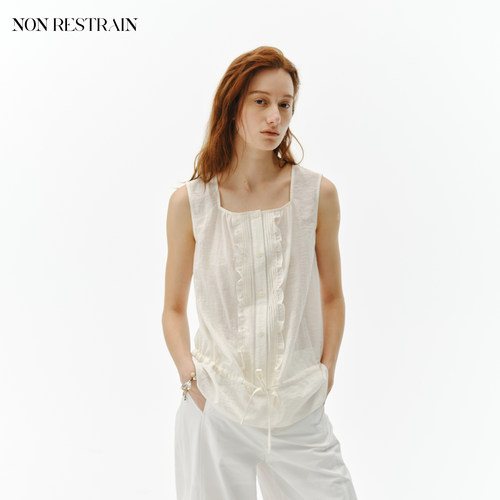 NONRESTRAIN宽松法式无袖衬衫女