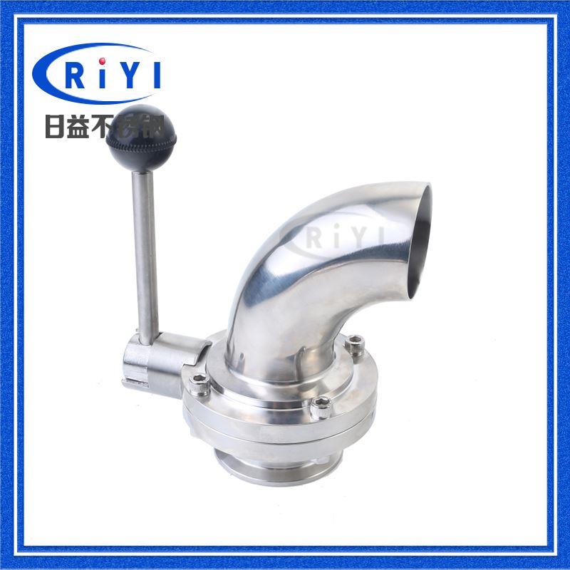 304卫生级不锈钢一边弯头一边快装蝶阀 手动焊接卡盘卡箍阀门快开