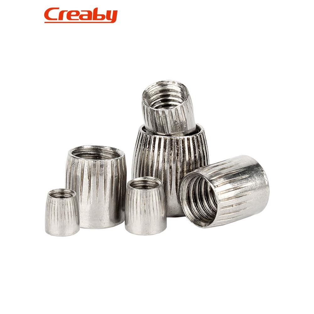 304不锈钢锥形螺母锥型螺帽滚花内爆膨胀防滑螺丝帽M6M8M10M12mm