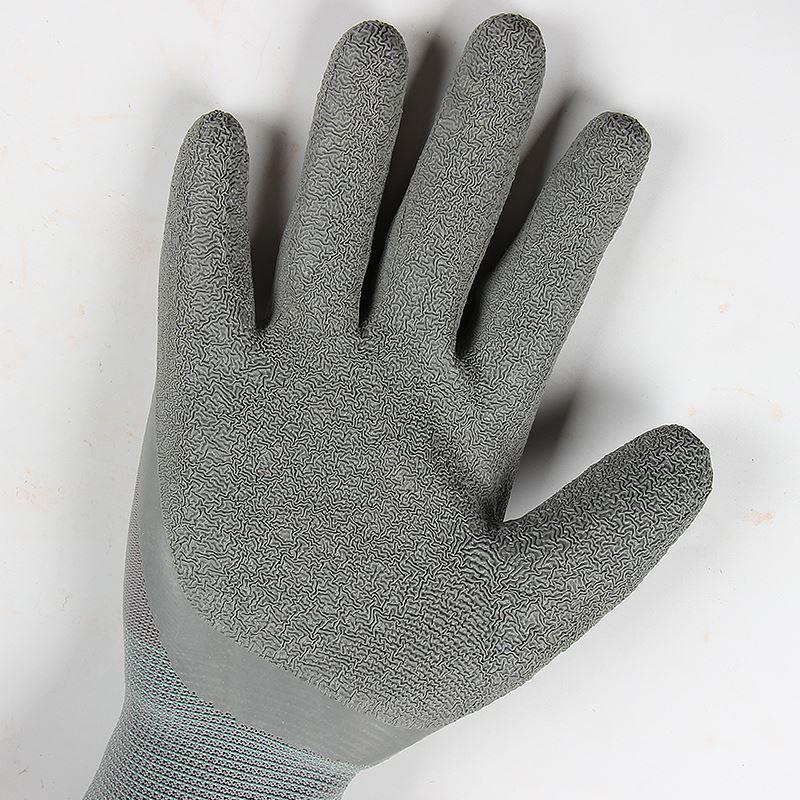 星宇劳保手套奋斗者FL308皱纹耐磨尼龙透气防滑浸胶防护工地干活