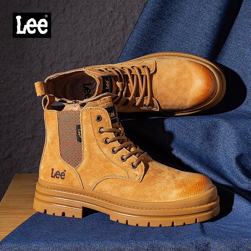lee官方真皮休闲高帮工装马丁靴