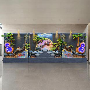 大型假山水幕墙流水墙喷泉客厅酒店公司大厅景观葫芦流水生财摆件