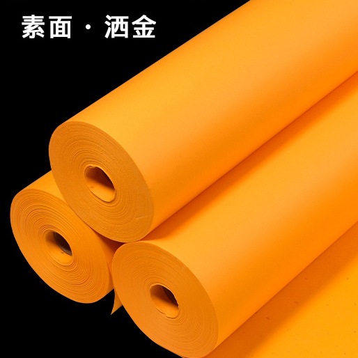 百米冷金佛宣纸百米长卷书法作品创作纸半生半熟宣烫金黄色书画纸