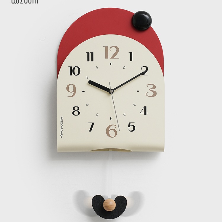 WOZOOM免打孔简约现代客厅2024新款时钟表挂墙家用可摇摆挂表