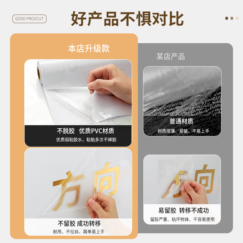透明转移膜广告刻字不干胶贴纸pvc墙面保护膜高低粘即时贴转印膜