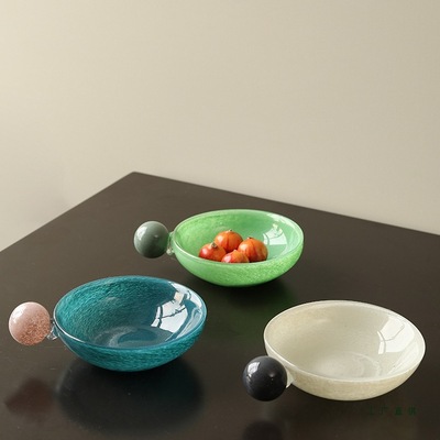 水果盘客厅茶几家用精致高颜值轻奢2025新款托盘玻璃糖果盘子前台