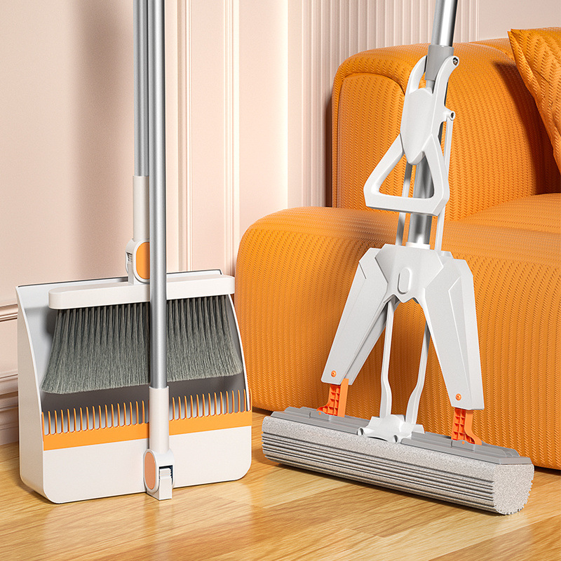 清洁三件套对折拖把扫把套装一拖净可干湿两用拖地神器