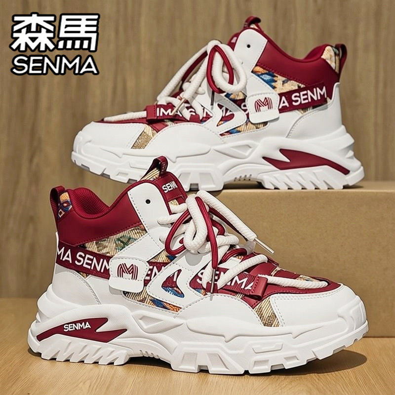 森马高帮男鞋秋季潮牌百搭休闲青少年跑步运动篮球厚底增高老爹鞋