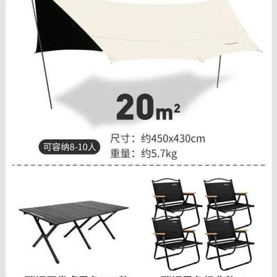 露营装备野营花园户外帐篷天幕防晒黑胶蝶形野餐梦涂银八角遮阳棚