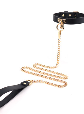 真皮项圈高级颈链女用黑色choker牵引链