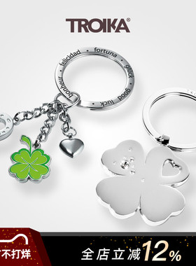 德国TROIKA拓意卡幸运草金属汽车钥匙扣2025年新款钥匙扣环圈女生