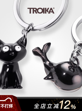 德国TROIKA拓意卡鲸鱼金属钥匙扣2025年新款电动车钥匙扣女生挂件