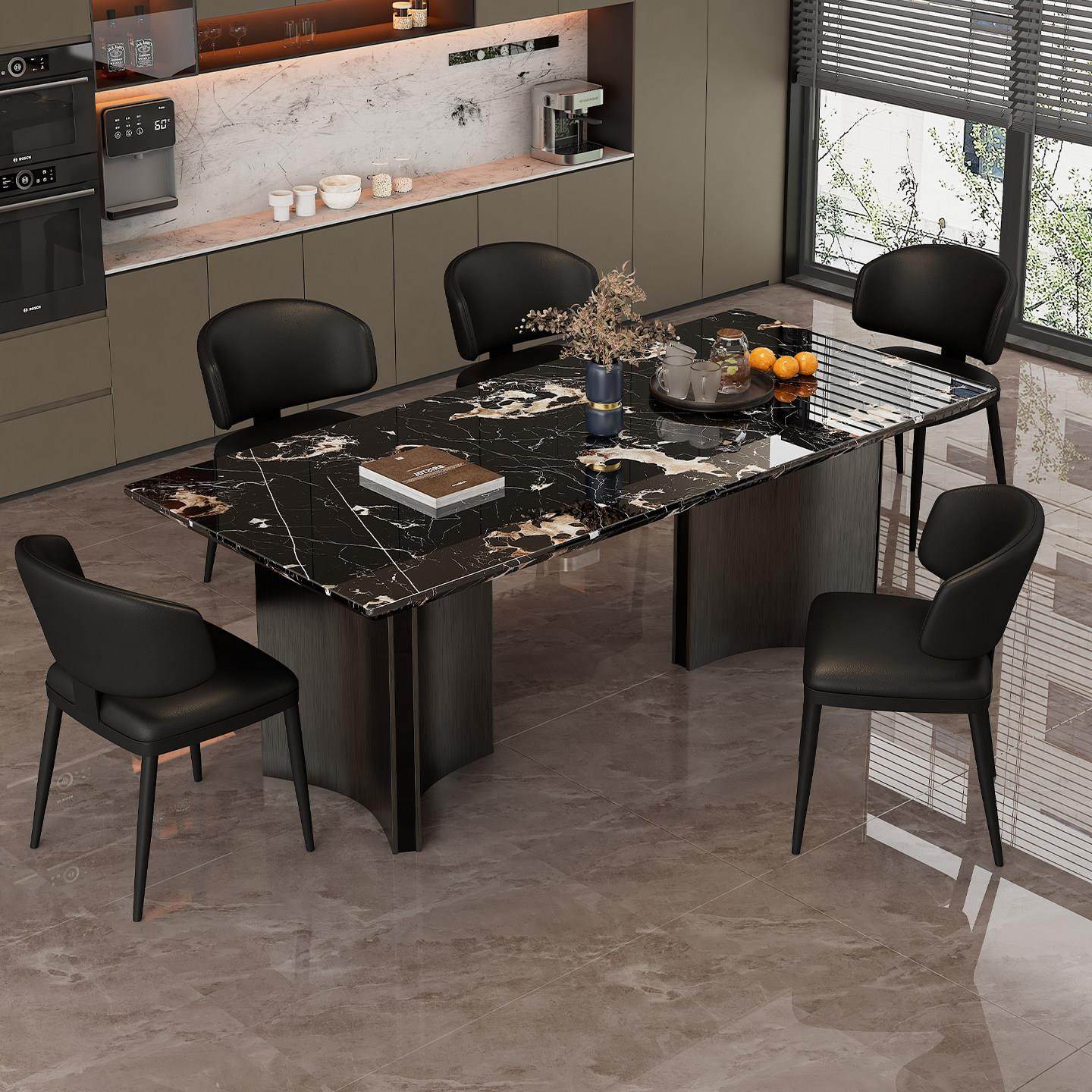 轻奢高级感大理石餐桌现代简约长方形家用餐桌椅子小户型吃饭桌子,住宅家具,岩板餐桌,淘宝优惠券,粉丝福利购,淘宝优惠卷