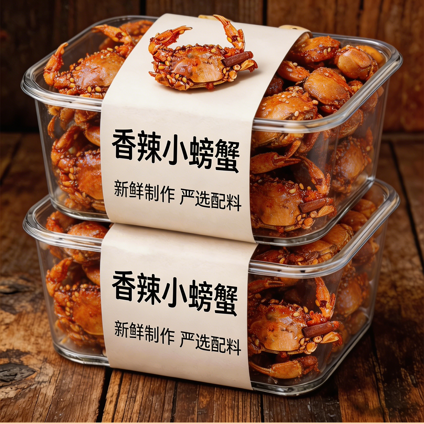 香辣小螃蟹海鲜即食香酥油炸海蟹8090怀旧解馋小零食甜辣香脆螃蟹