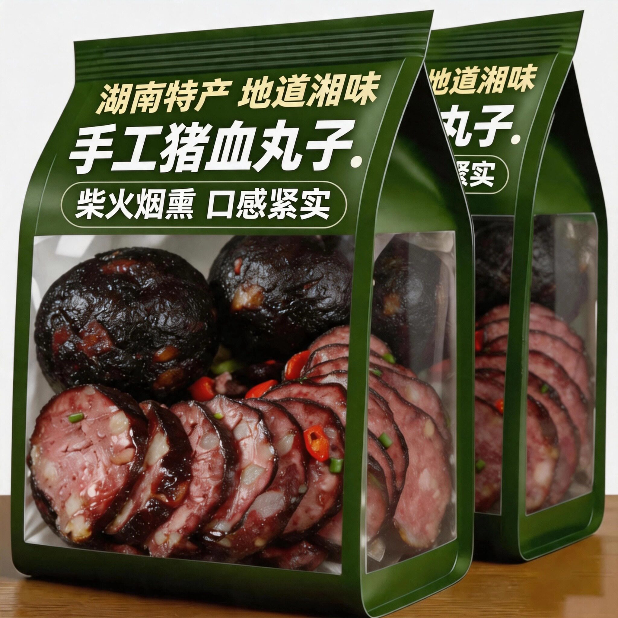 湖南邵阳宝庆猪血丸子特产血豆腐柴火烟熏血粑粑猪血豆腐零食批发