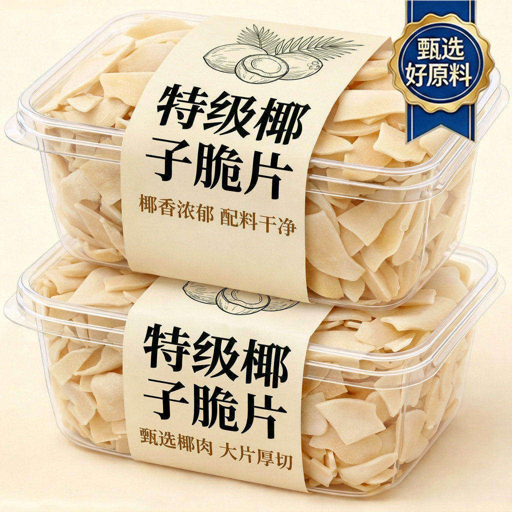 海南特产椰子脆片无糖商家用碳烤生椰子片脆片烘焙非油炸小吃零食