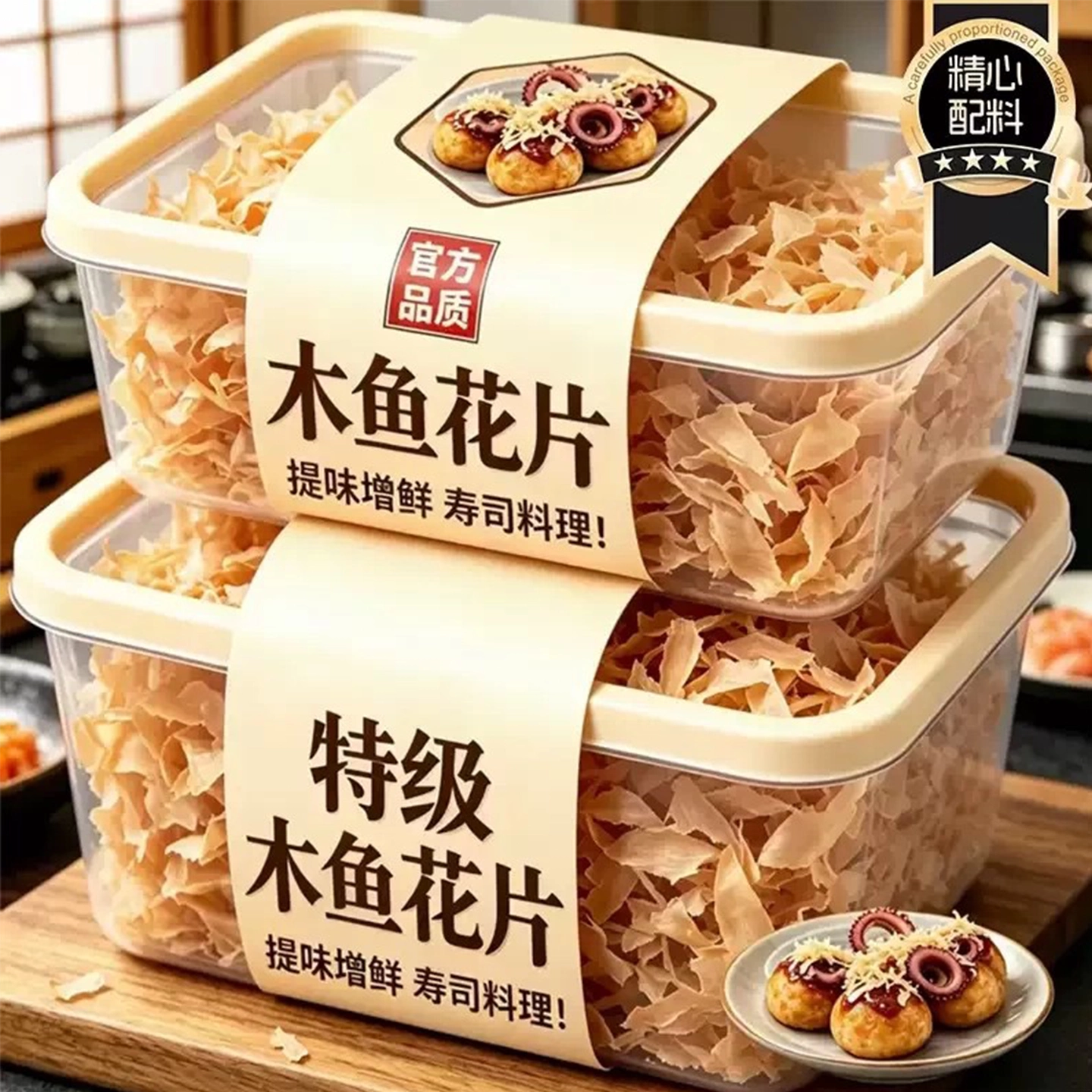 木鱼花章鱼小丸子材料寿司食材配料木鱼花干柴鱼片丝鲣鱼墨鱼商用
