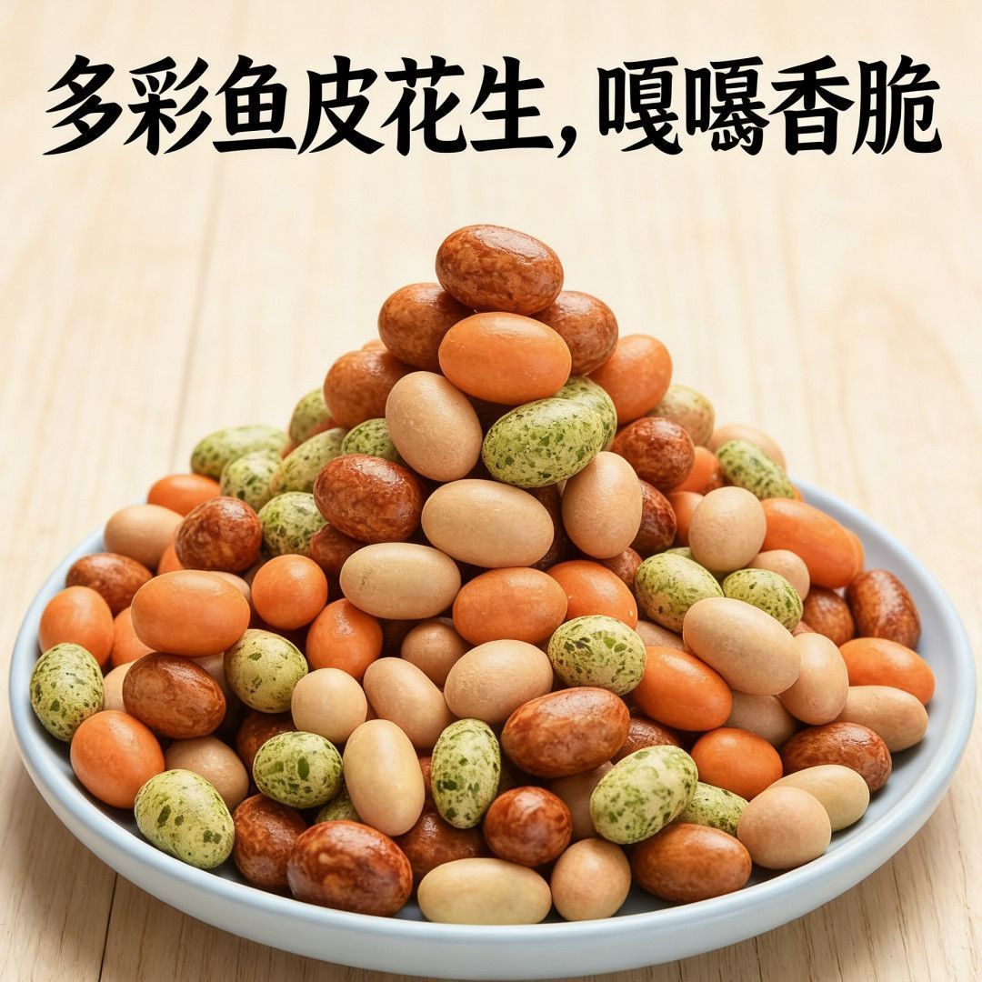 多彩鱼皮花生米即食罐装脆皮花生花生
