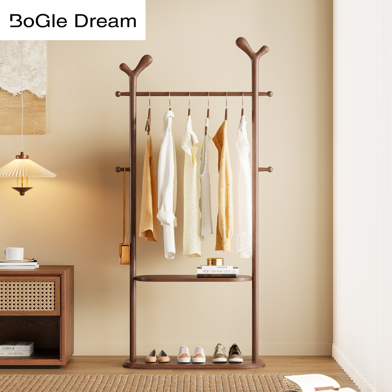 白蜡木落地多功能衣帽架