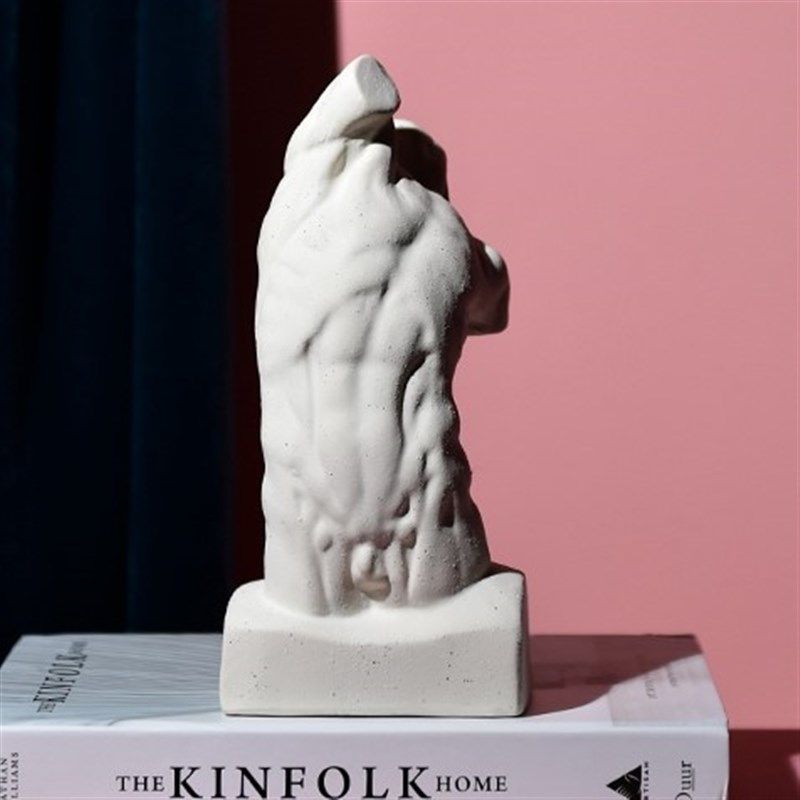 白色陶瓷磨砂面手感抽象半身人物雕像摆件美式书房玄关客厅摆设