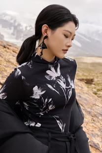 海燕家秋冬新款 黑白花显瘦柔软亲肤高领100绵羊毛打底衫S032