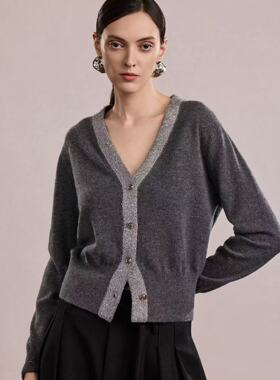 海燕家高端线 贵气柔软钉珠V领显瘦100羊绒衫S1507