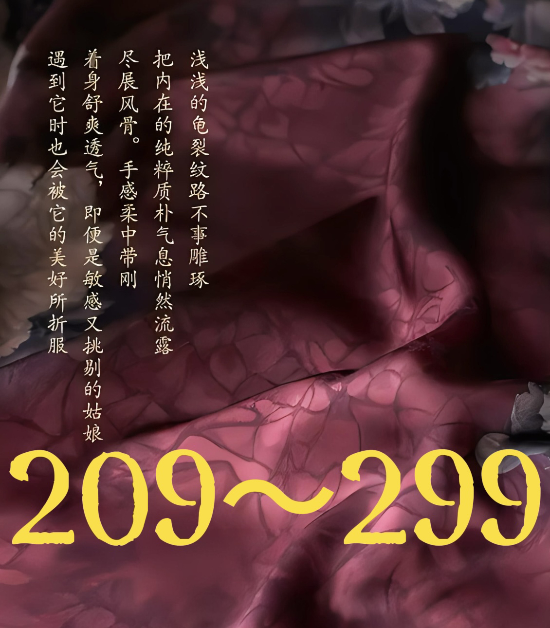 209～299元 新款甄选 品质至上 直播价格 请勿退换