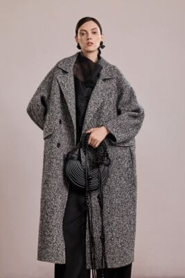 海燕家秋冬新款 设计师款羊毛羊驼毛混纺长款松软保暖大衣s8056D