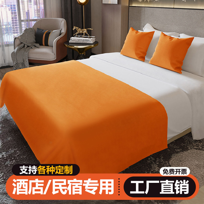 酒店宾馆民宿商务床盖床尾巾床旗图片