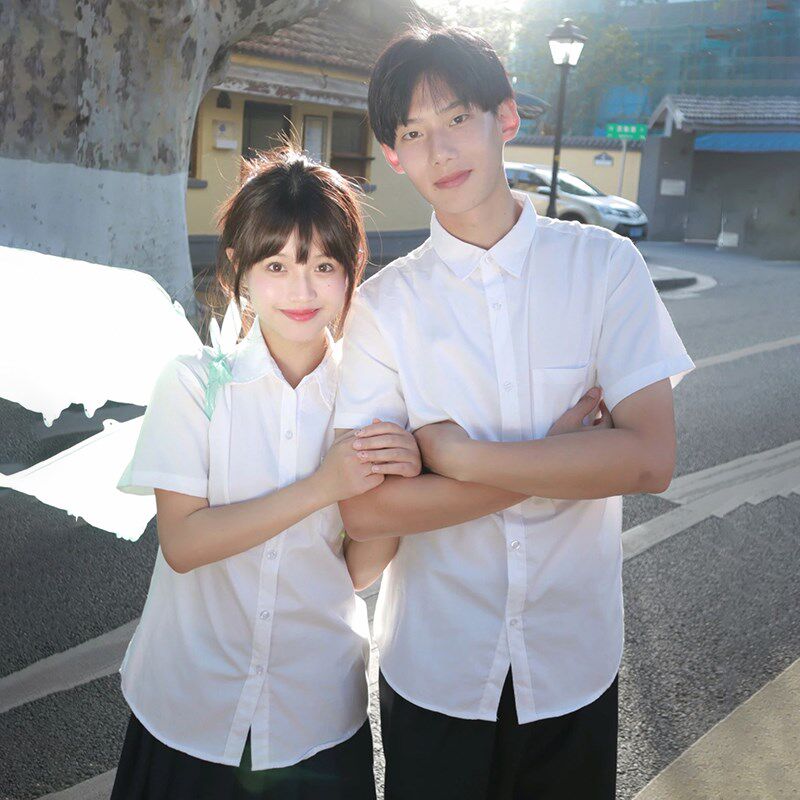 现货白衬衫女短袖jk制服高中学生毕业上衣衬衣内搭班服夏季学院风