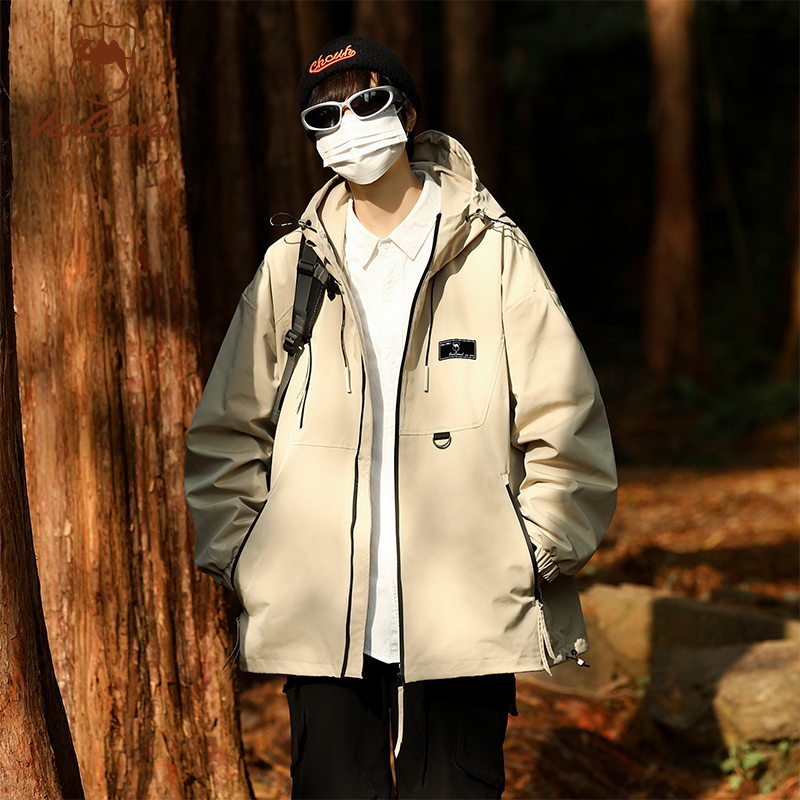 VANCAMEL西域骆驼冲锋外套男春秋季户外防泼水徒步登山服防风夹克