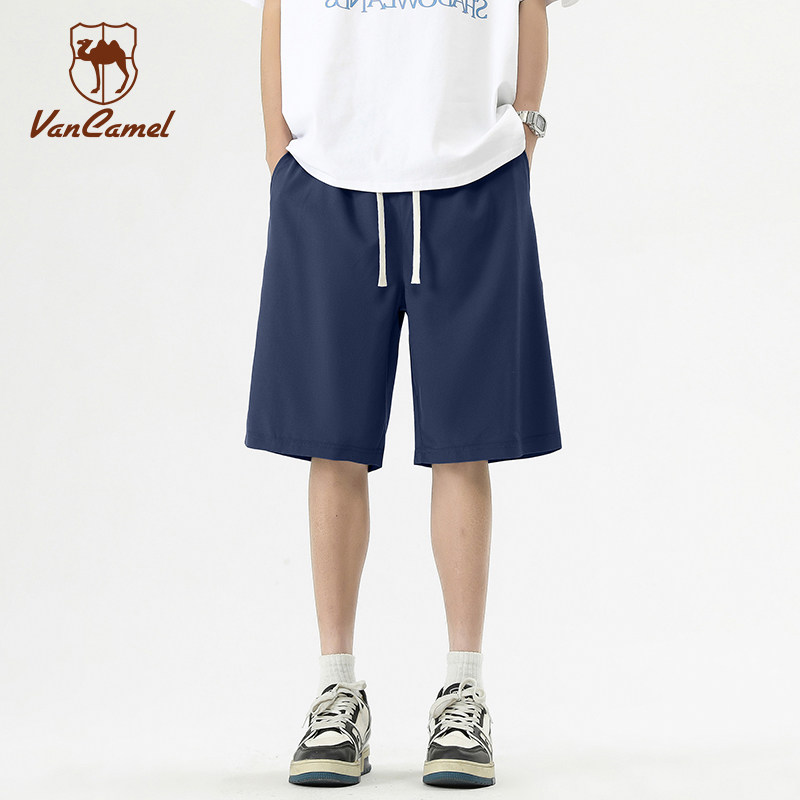 VANCAMEL/西域骆驼简约日系短裤夏季男女款糖果色五分凉感沙