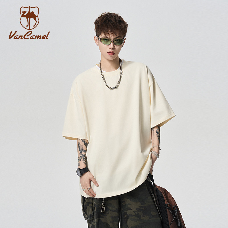 VANCAMEL/西域骆驼精梳纯棉T恤男女通用夏季新款舒适透气短