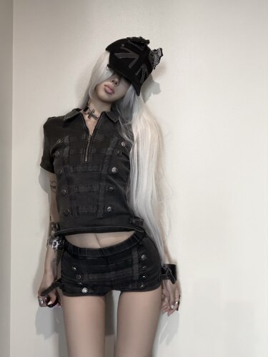 Ezwik Rex拿破仑宫廷瘦腰修身版polo衫亚文化视觉系休闲短袖男女