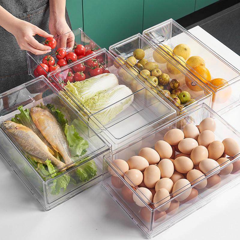 厨房冰箱收纳盒抽屉式冷冻保鲜盒食品级水果鸡蛋蔬菜冷藏储物盒子,收纳整理,食物收纳盒,淘宝优惠券,粉丝福利购,淘宝优惠卷