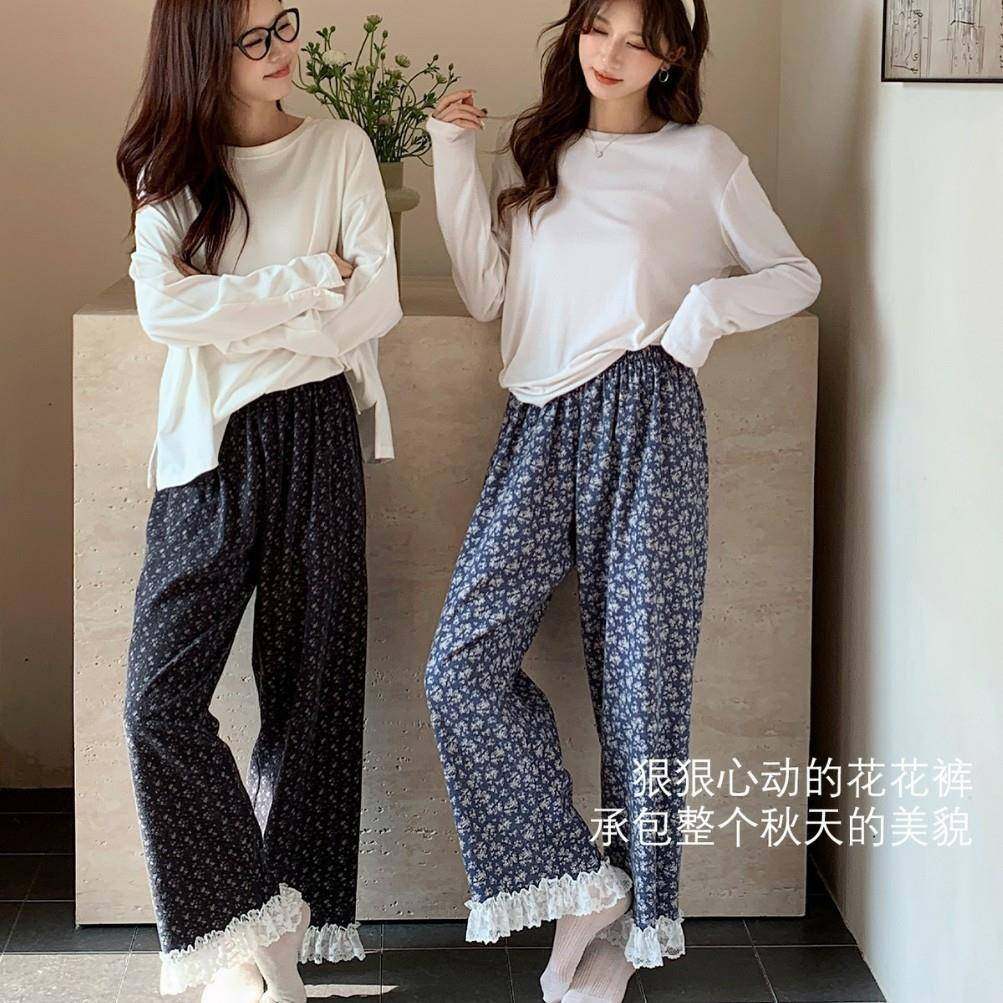 1057纯棉磨毛蕾丝花边宅宅睡裤秋冬新款家居裤显瘦中腰长裤可外穿,女士内衣/男士内衣/家居服,睡裤/家居裤,淘宝优惠券,粉丝福利购,淘宝优惠卷
