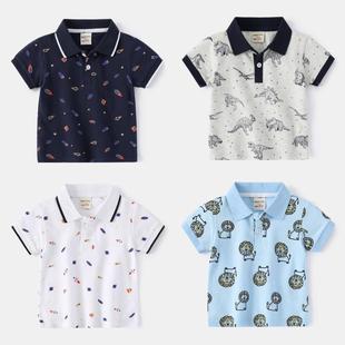 polo衫 童装 男童短袖 2025夏季 潮 儿童短袖 T恤宝宝满印上衣童装